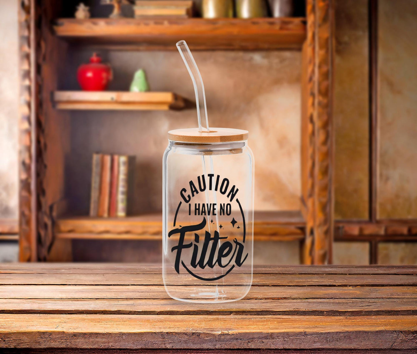 Sarcastic Quotes Glass Tumbler with Bamboo Lid & Straw