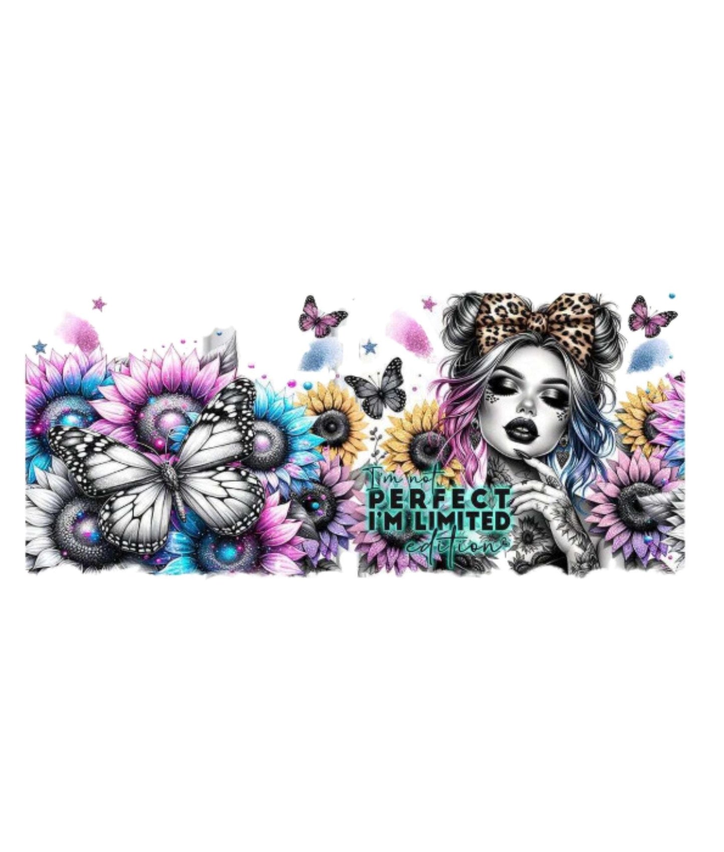 Tattoo Floral Glass Tumbler: Boho Butterfly, Strong Woman Quotes