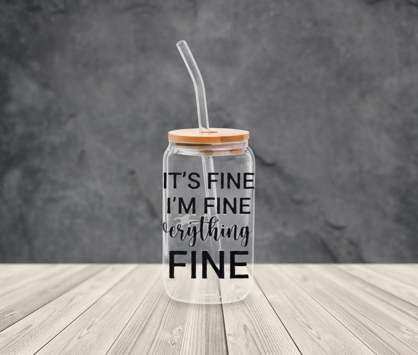 Sarcastic Iced Coffee Glass Cup: Funny Snarky Gift with Bamboo Lid & Straw