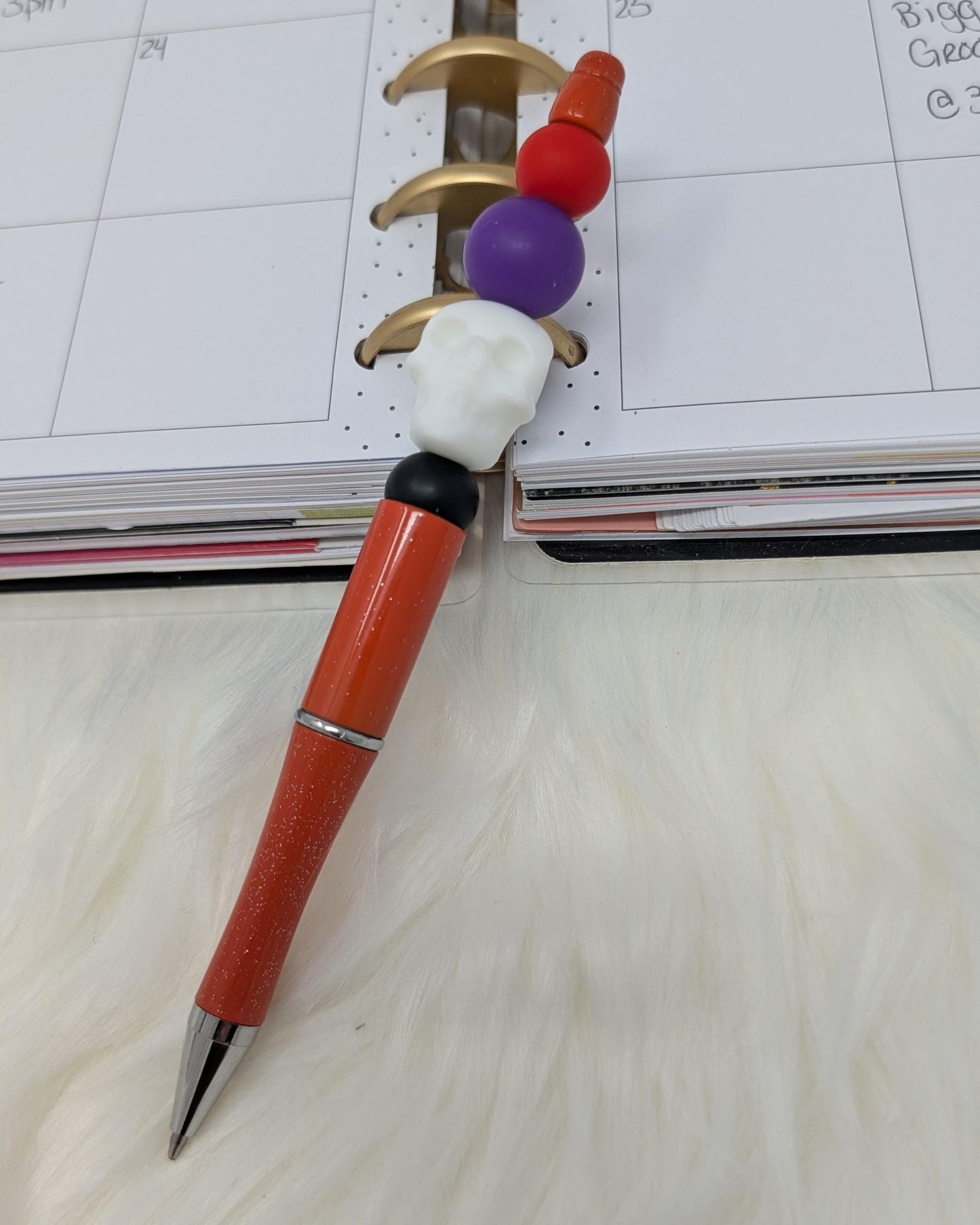 Handmade Beaded Halloween Pen: Skulls, Pumpkins & Spooky Beads