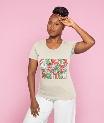 "Santa Knows You've Been Naughty" Funny Christmas Tee - Unisex T-Shirt