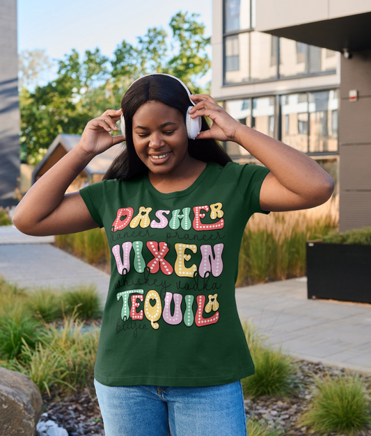 "Dasher, Vixen, Tequila" Funny Christmas Drinking | Unisex T-Shirt