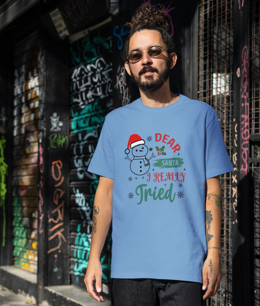 Funny Christmas "Dear Santa, I Really Tried" T-Shirt | Unisex Holiday Tee