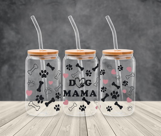 Dog Mama Glass Tumbler – Perfect Gift for Pet Owners and Dog Lovers