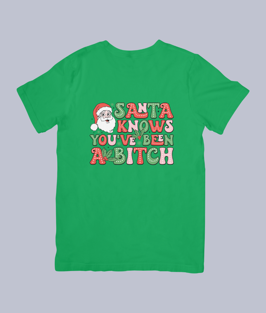 "Santa Knows You've Been Naughty" Funny Christmas Tee - Unisex T-Shirt