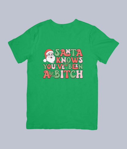 "Santa Knows You've Been Naughty" Funny Christmas Tee - Unisex T-Shirt