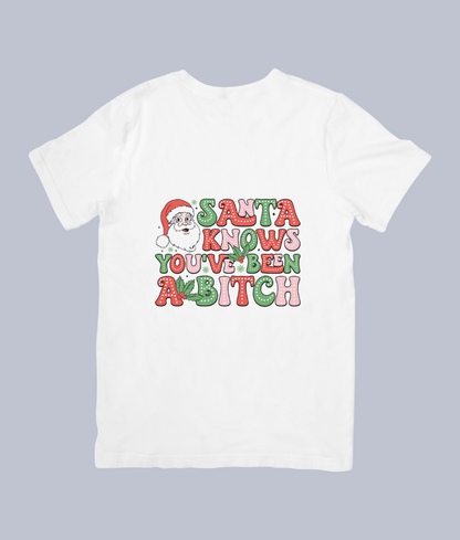 "Santa Knows You've Been Naughty" Funny Christmas Tee - Unisex T-Shirt