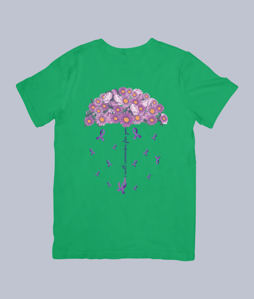 Alzheimer’s Awareness Floral Umbrella – Unisex T-Shirt