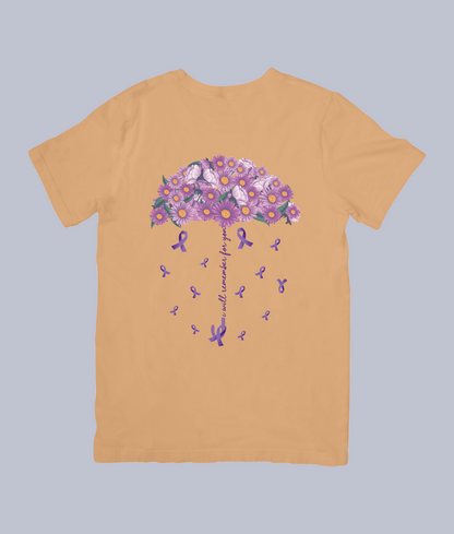 Alzheimer’s Awareness Floral Umbrella – Unisex T-Shirt