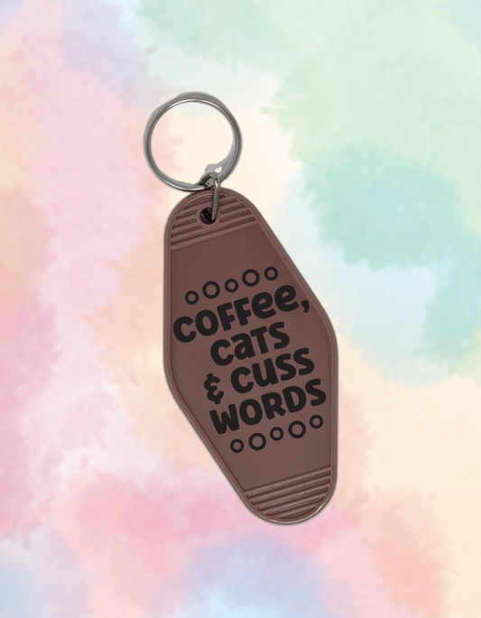 Coffee, Cats & Cuss Words - Custom Retro Keychains