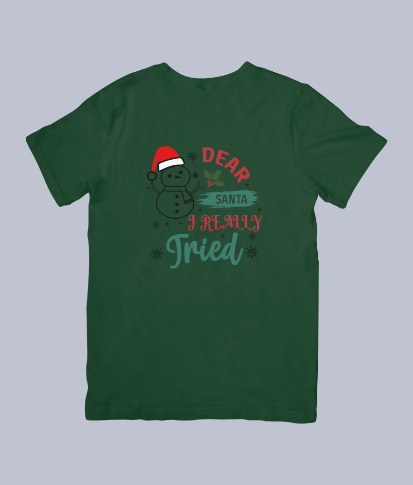 Funny Christmas "Dear Santa, I Really Tried" T-Shirt | Unisex Holiday Tee