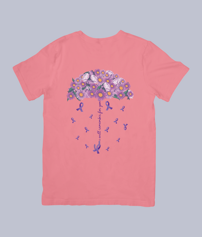 Alzheimer’s Awareness Floral Umbrella – Unisex T-Shirt