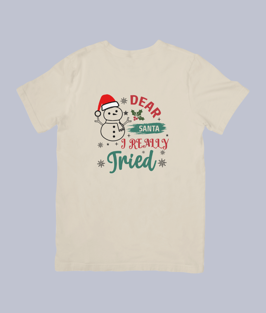 Funny Christmas "Dear Santa, I Really Tried" T-Shirt | Unisex Holiday Tee