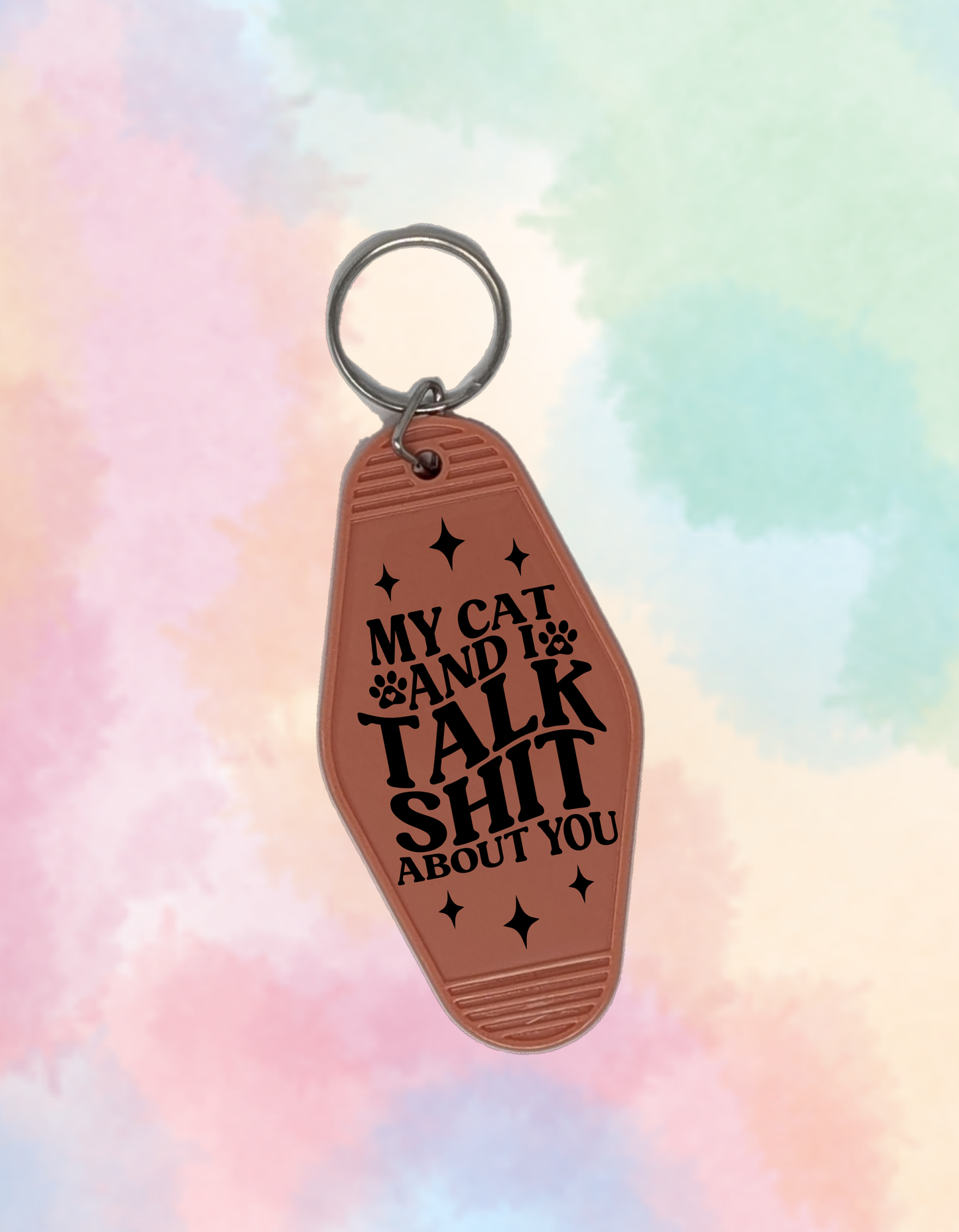 My Cat and I Talk Sh*t About You - Retro Keychain