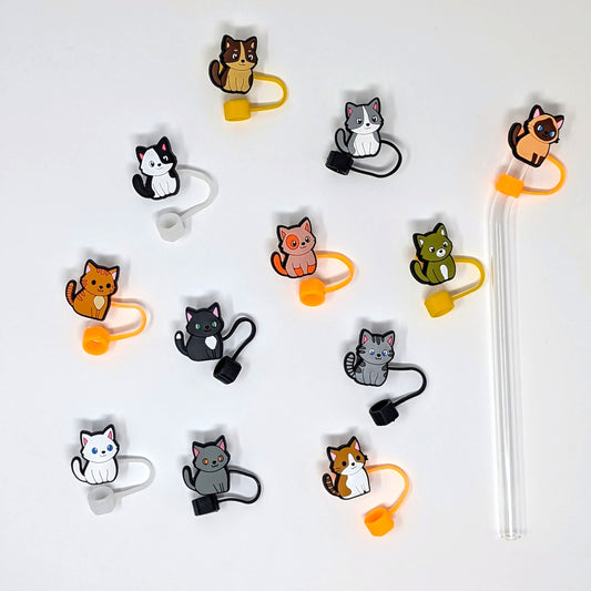 Adorable Cat-Themed Reusable Straw Toppers – Eco-Friendly and Fun!