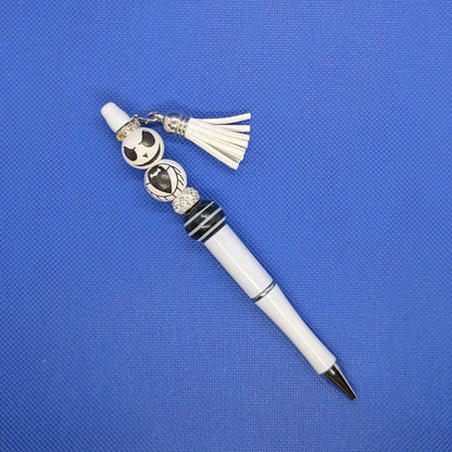 Jack Skellington-Inspired Beaded Pens with Tassels – Handmade