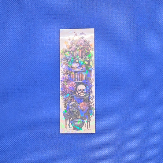 Handmade Holographic Magnetic Bookmarks – Unique Floral and Skull Design