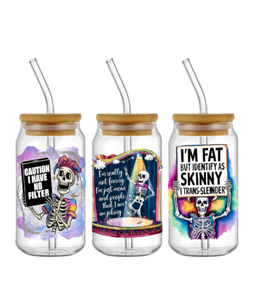 Hilarious Skeleton Glass Tumbler Set – Quirky Drinkware for Every Occasion