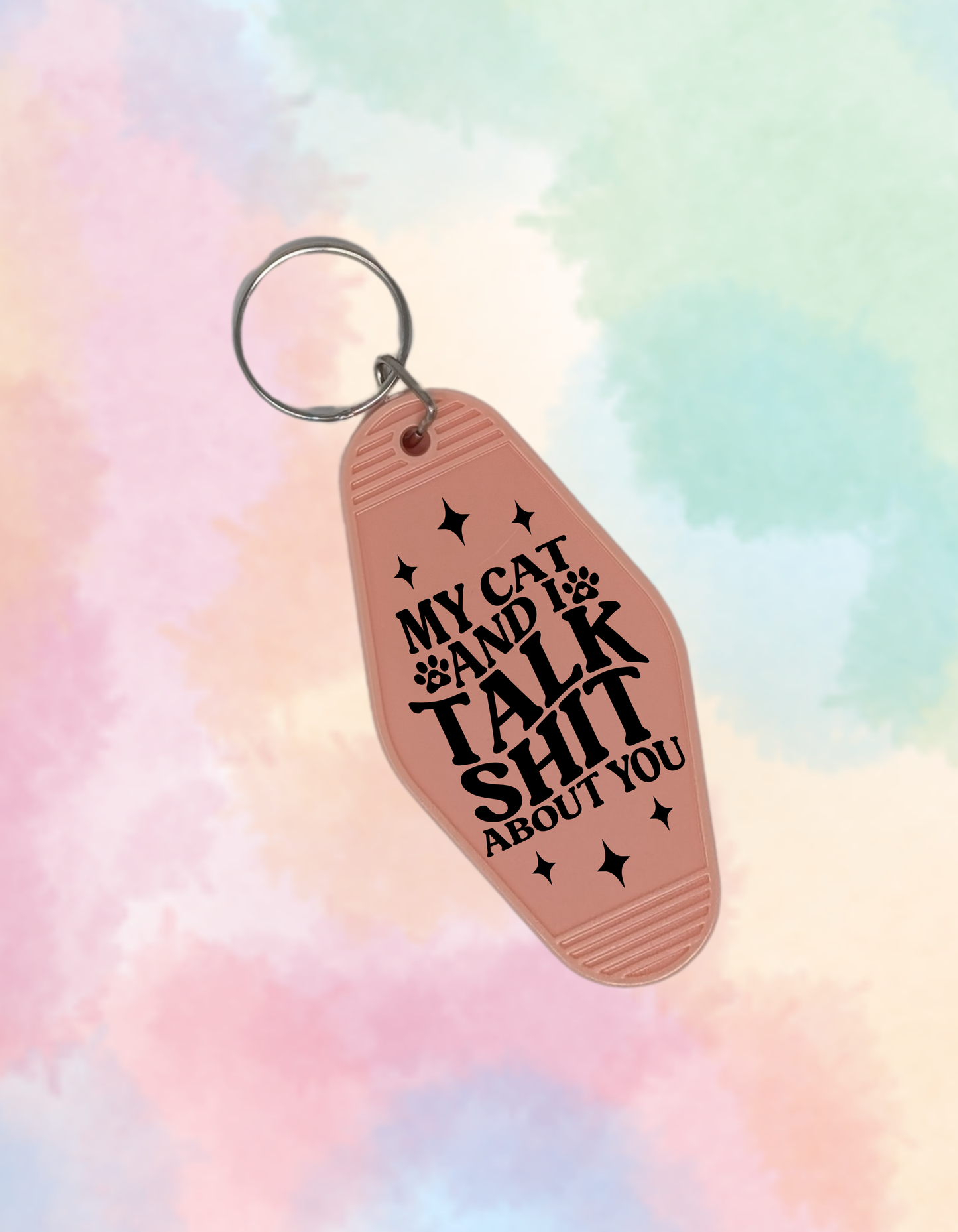 My Cat and I Talk Sh*t About You - Retro Keychain