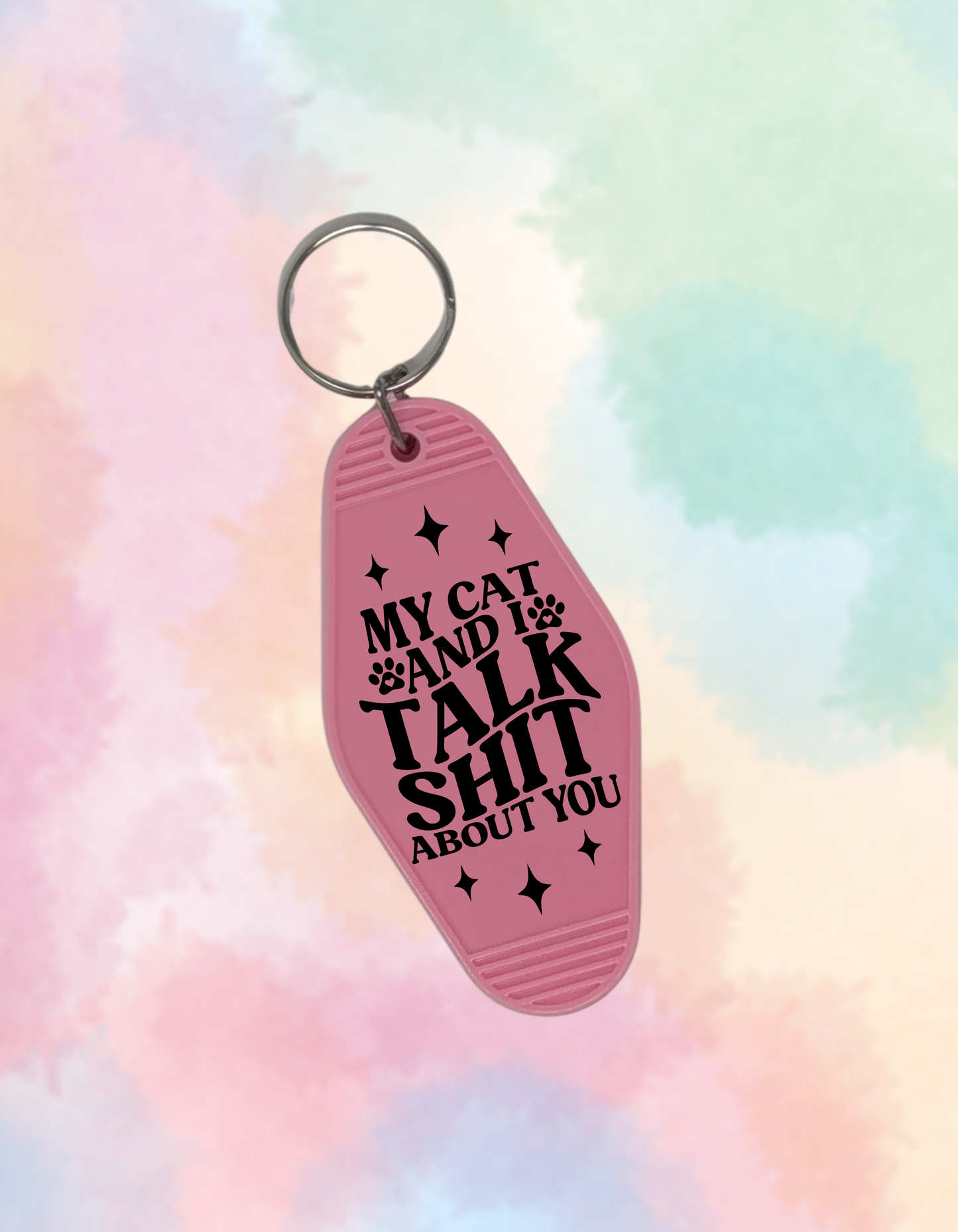 My Cat and I Talk Sh*t About You - Retro Keychain