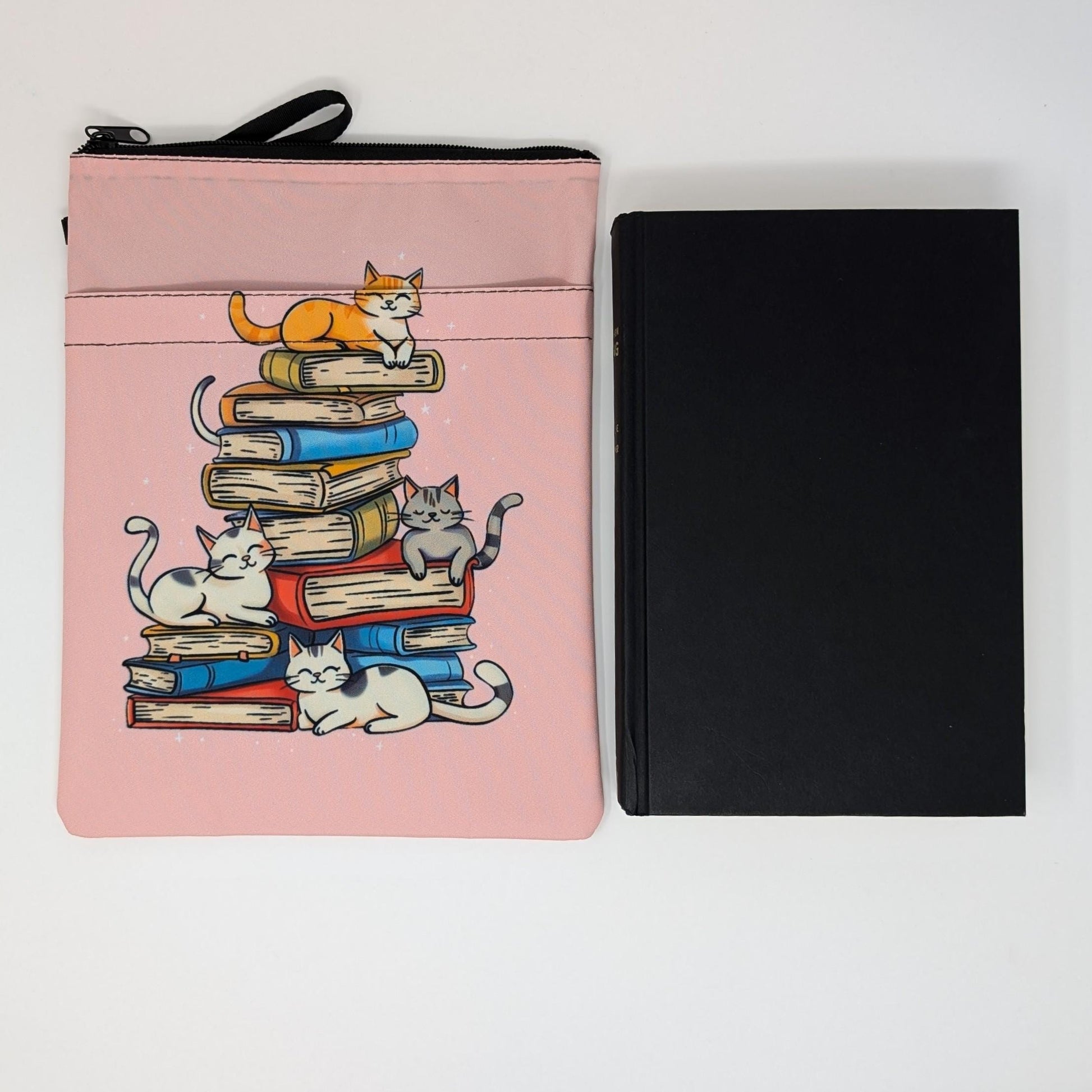 Cat Book Sleeve with Zipper Pocket: Padded Book Protector