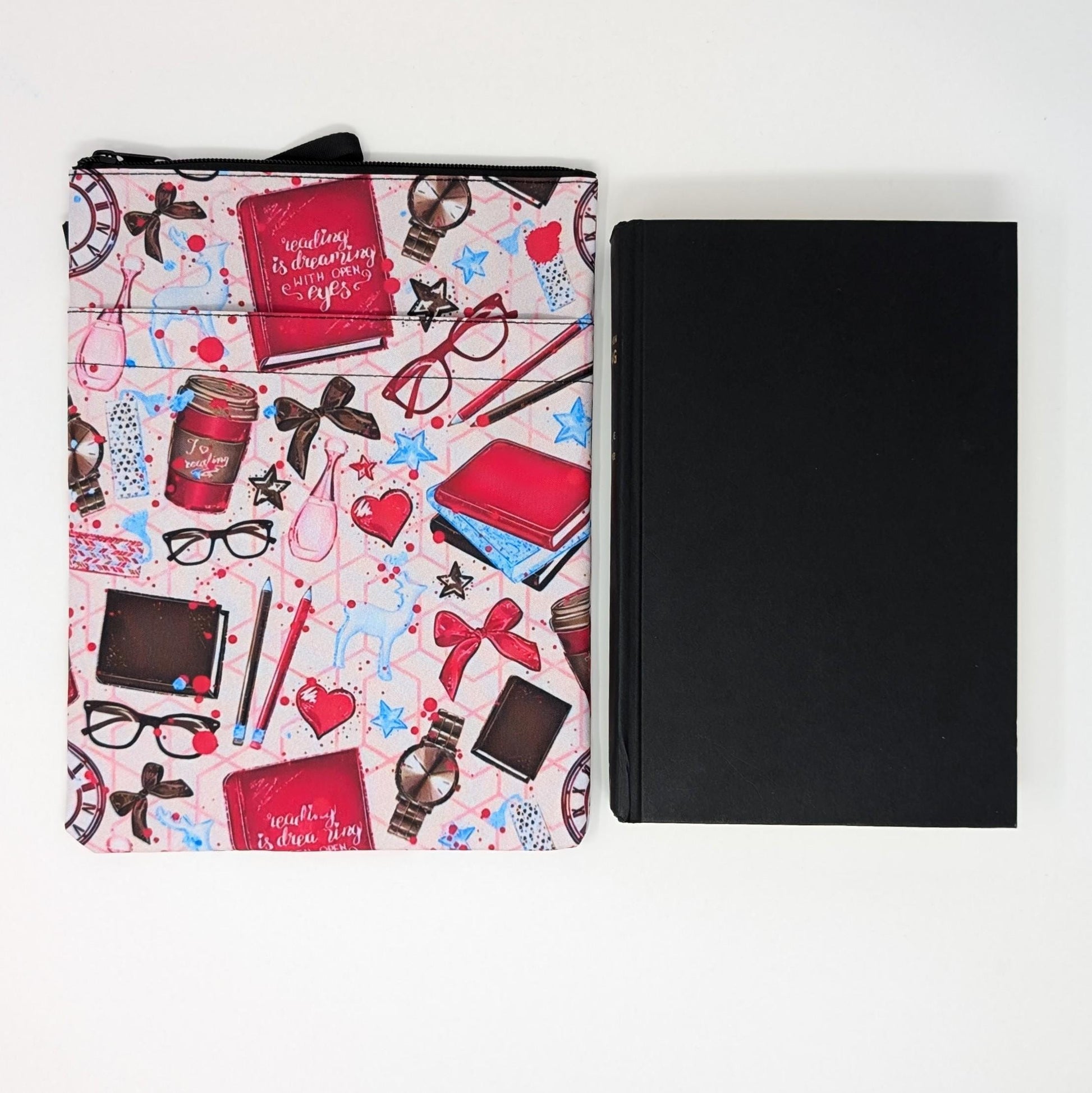 Reading Book Sleeve with Zipper Pocket: Padded Kindle Cover - Red, Green, or Blue