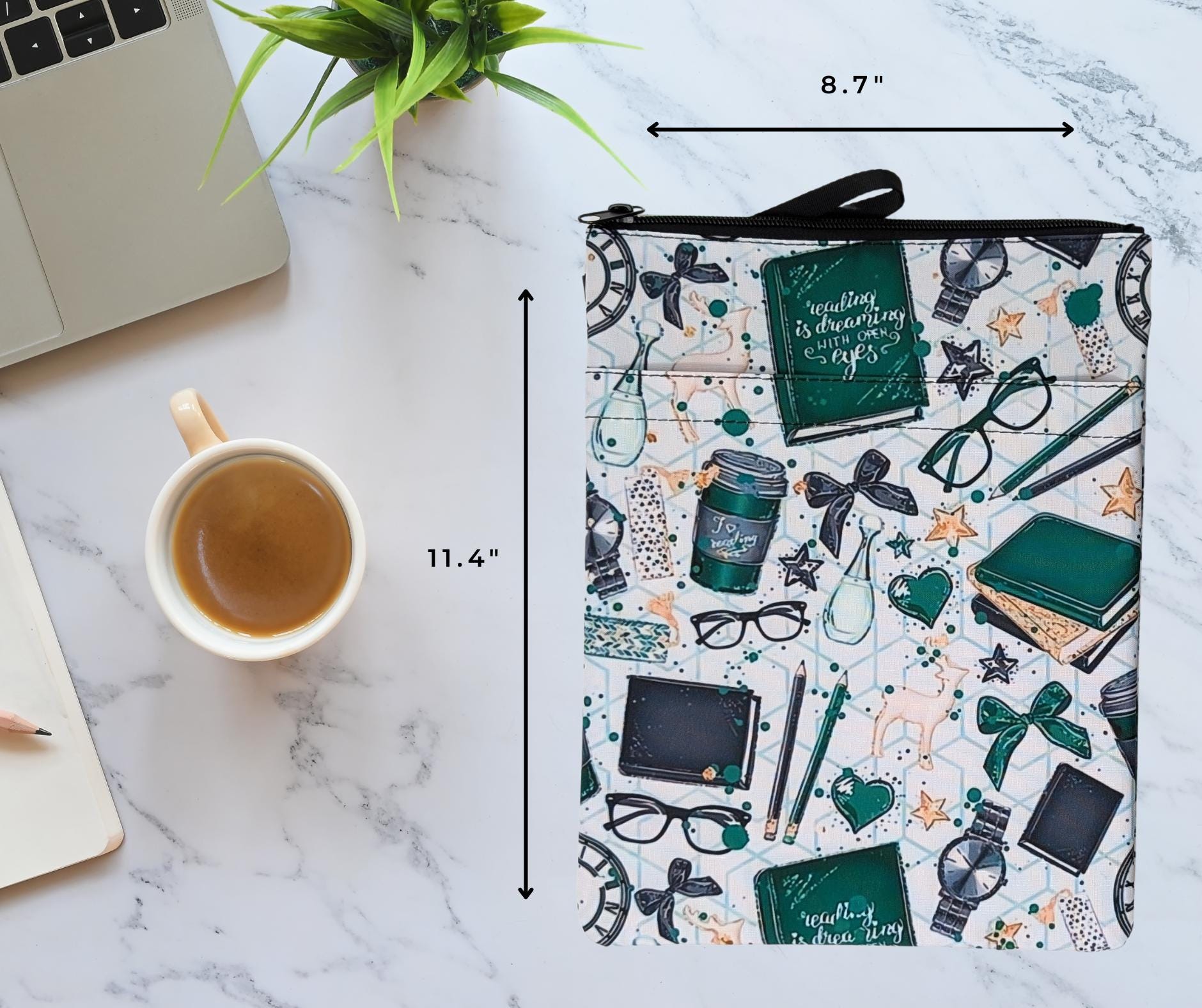 Reading Book Sleeve with Zipper Pocket: Padded Kindle Cover - Red, Green, or Blue