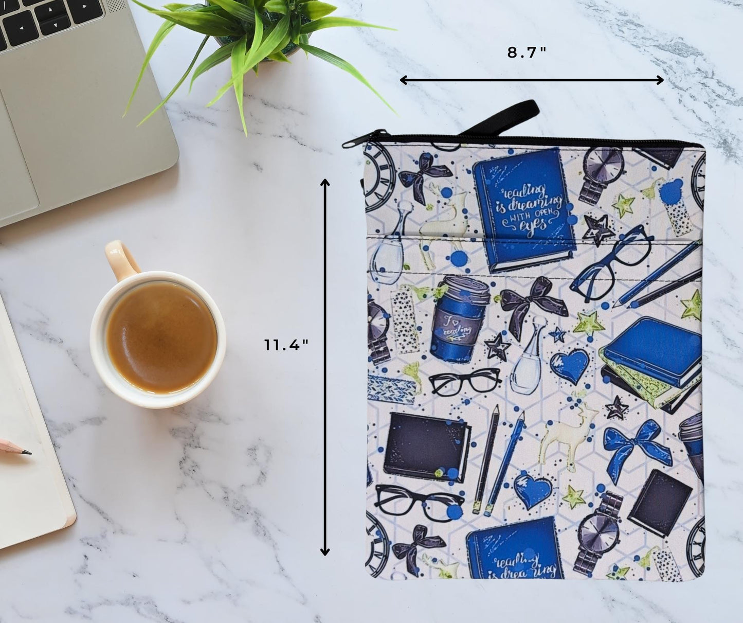 Reading Book Sleeve with Zipper Pocket: Padded Kindle Cover - Red, Green, or Blue