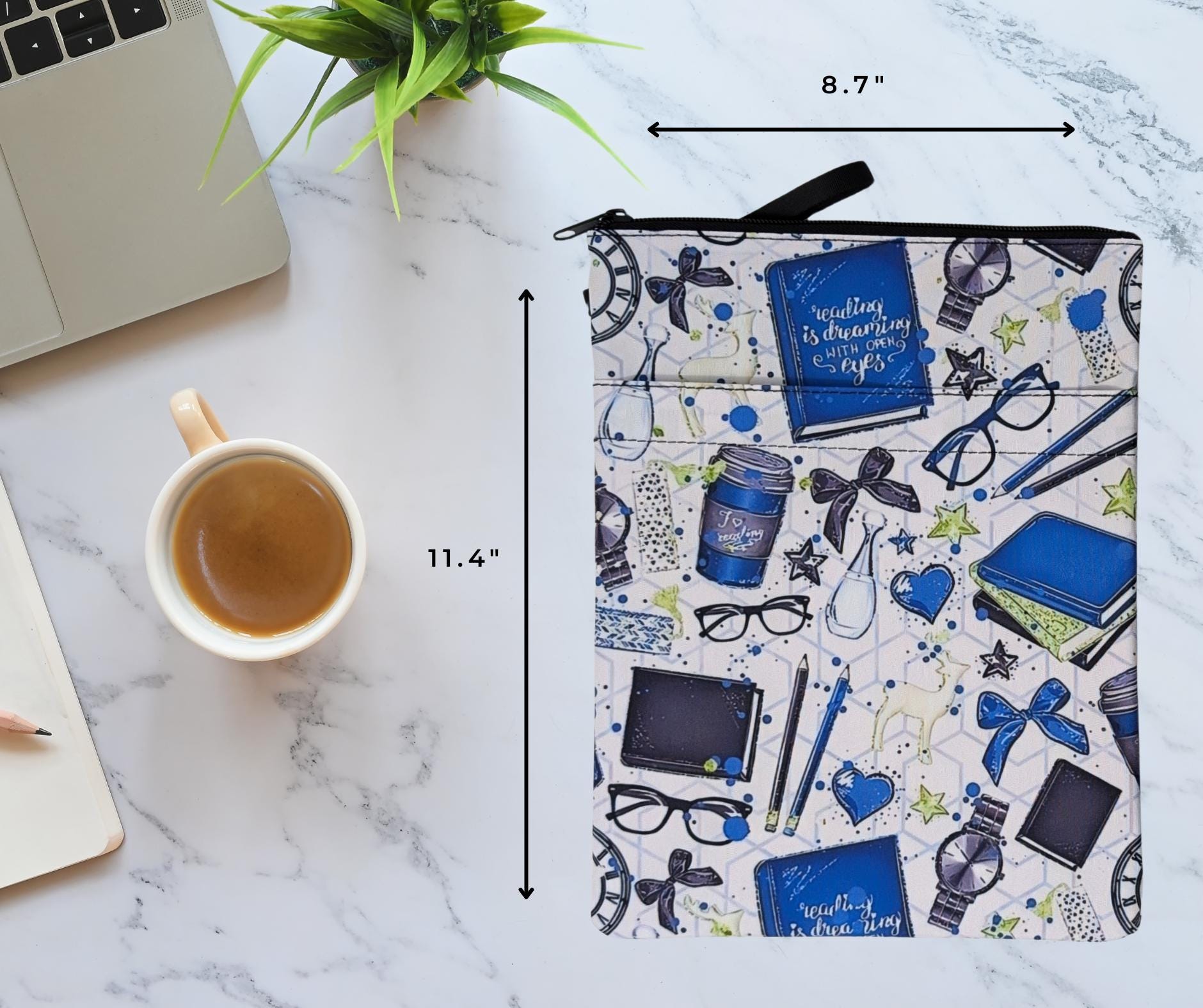 Reading Book Sleeve with Zipper Pocket: Padded Kindle Cover - Red, Green, or Blue