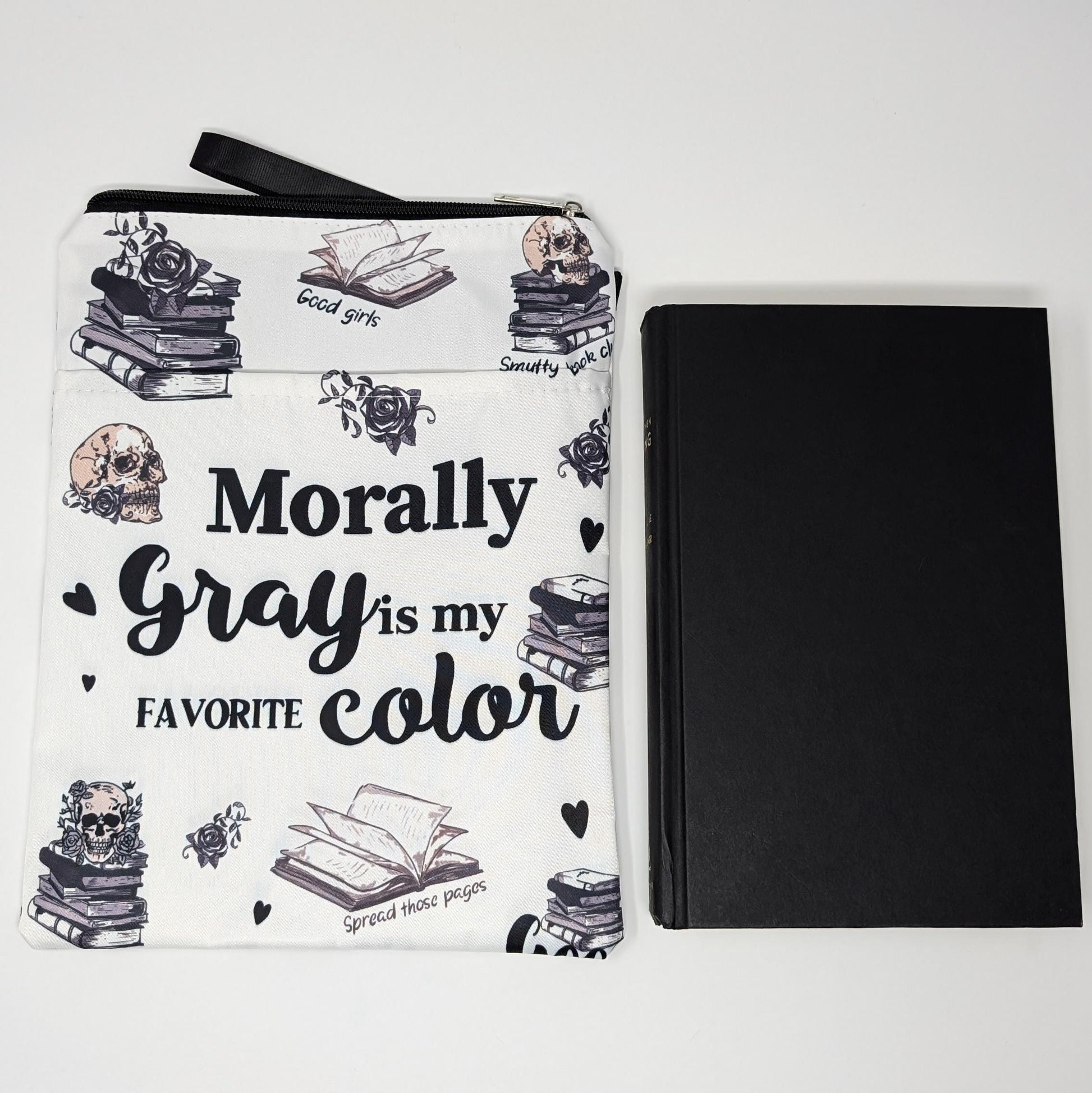 Morally Gray Book Sleeve with Zipper Pocket: Dark Romance Book Protector