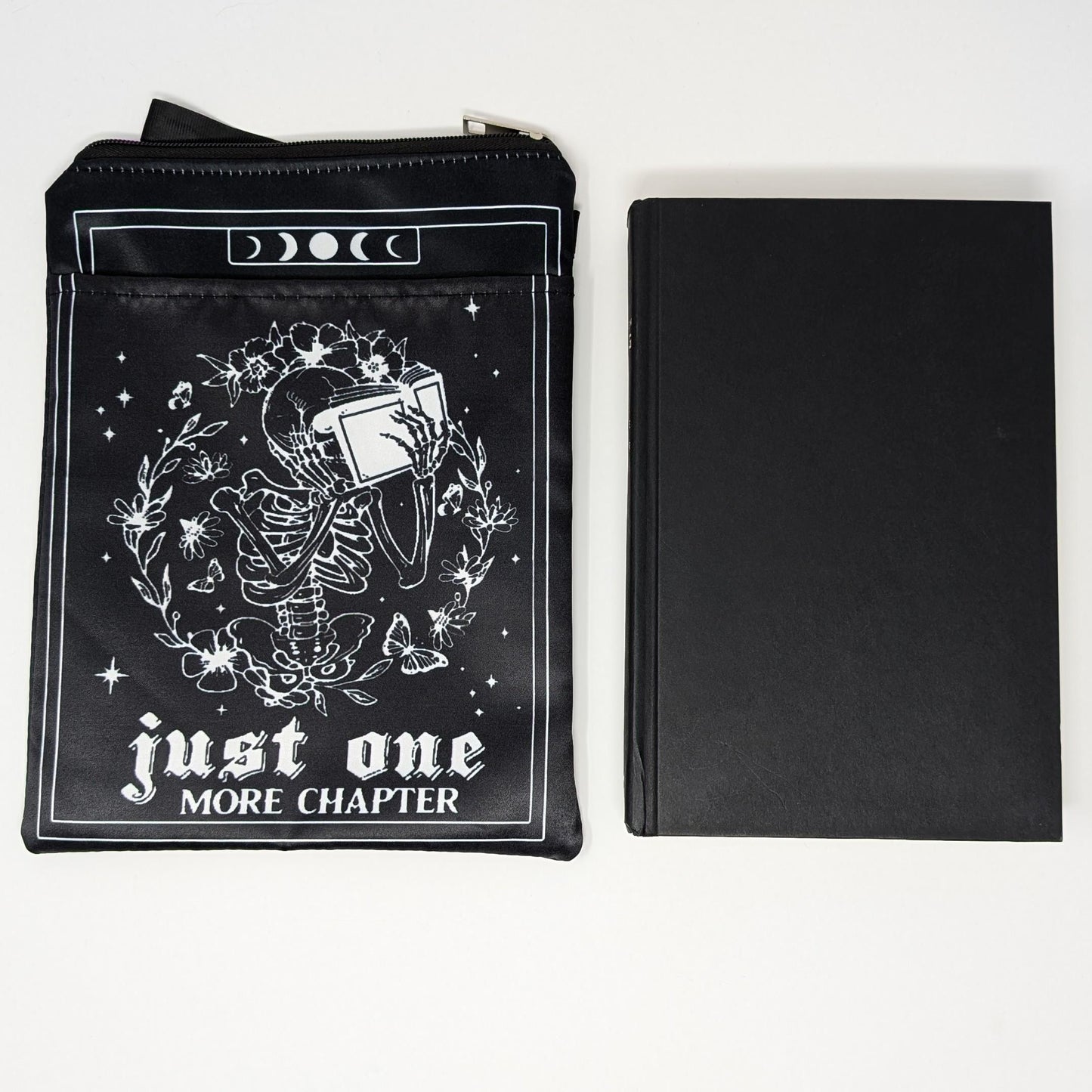 Skeleton Book Sleeve with Zipper: Gothic Floral Book Protector