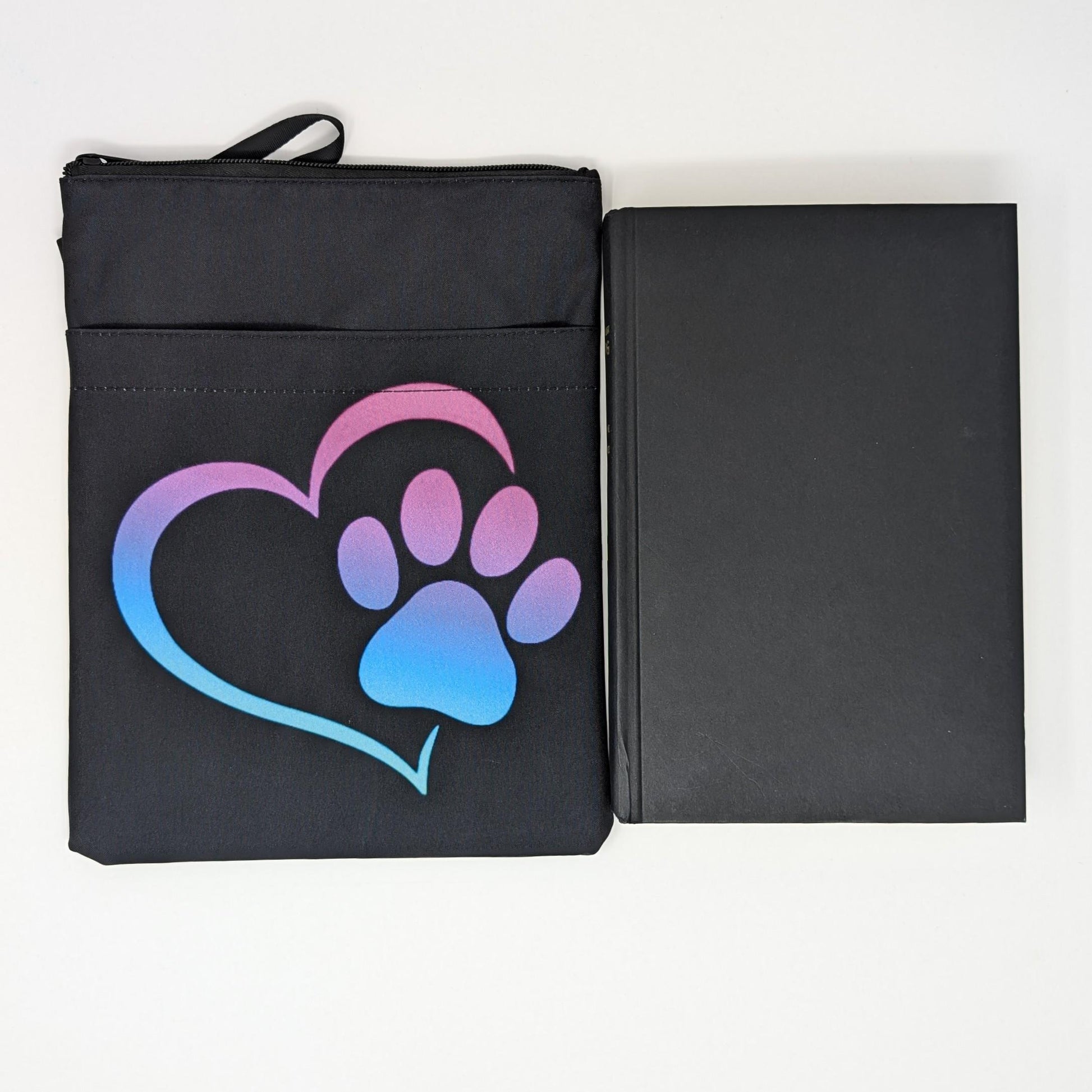 Rainbow Paw Print Book Sleeve: Padded Zipper Pouch for Pet Lovers