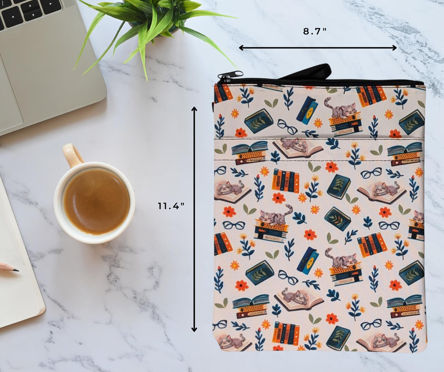 Cat Book Sleeve: Padded Zippered Cover - Reader Gift