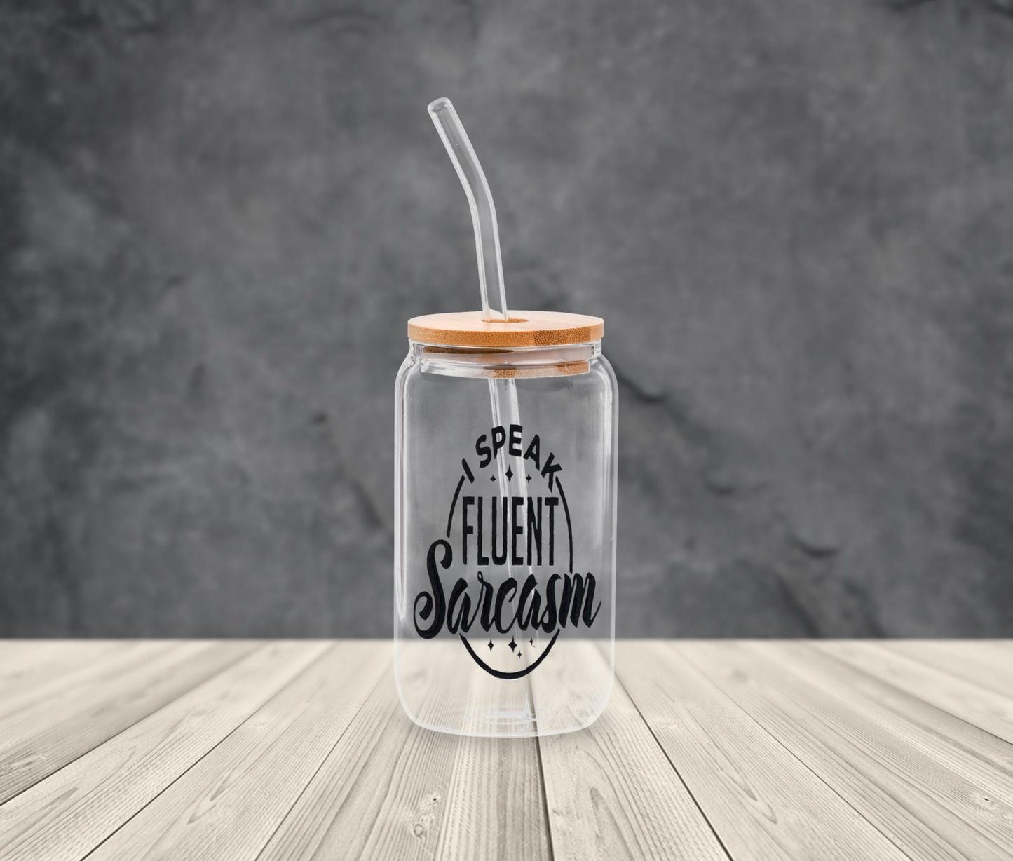 Sarcastic Quotes Glass Tumbler with Bamboo Lid & Straw