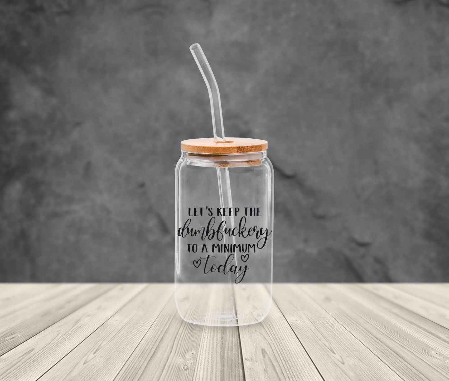 Sarcastic Iced Coffee Glass Cup: Funny Snarky Gift with Bamboo Lid & Straw