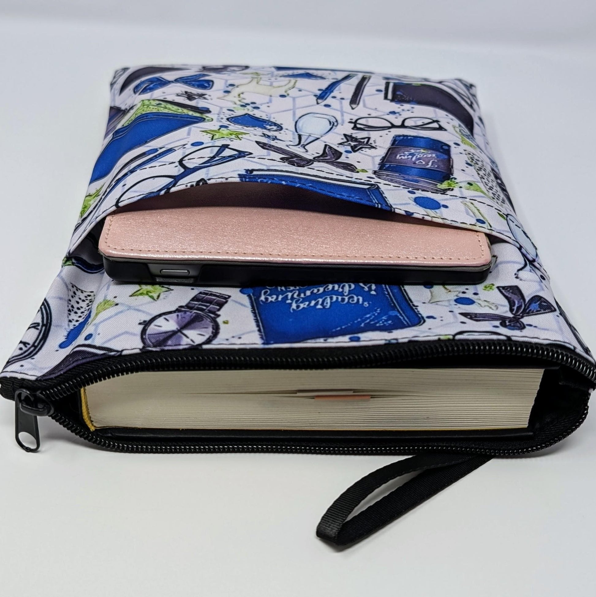 Reading Book Sleeve with Zipper Pocket: Padded Kindle Cover - Red, Green, or Blue