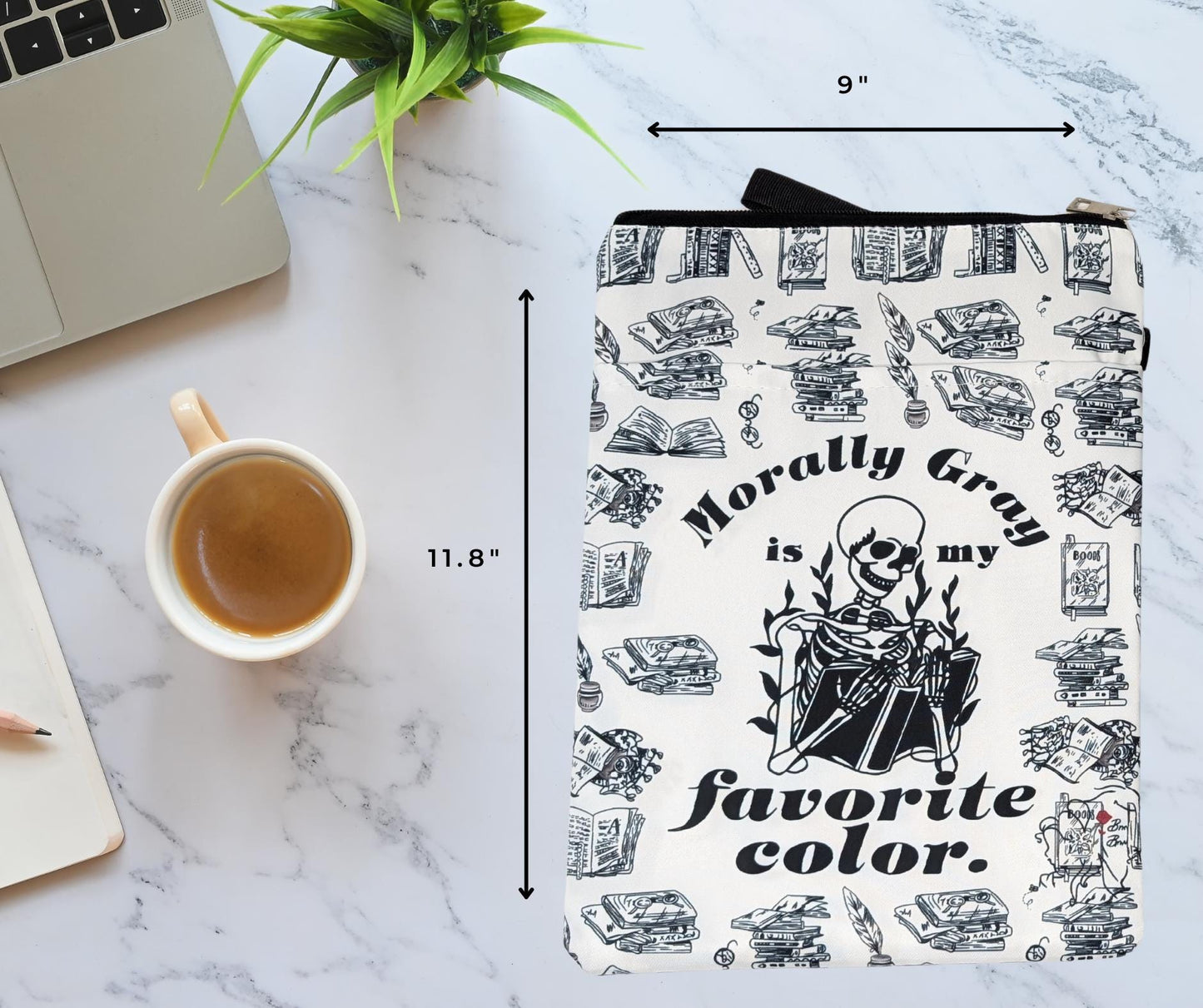 Morally Gray Book Sleeve with Zipper Pocket: Dark Romance Book Protector