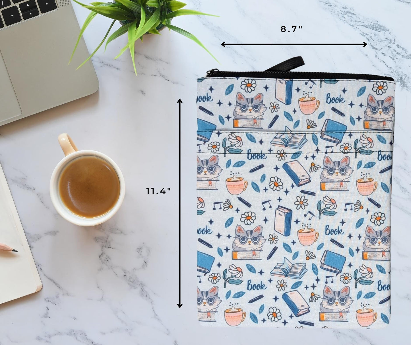 Cat Book Sleeve: Padded Zippered Cover - Reader Gift