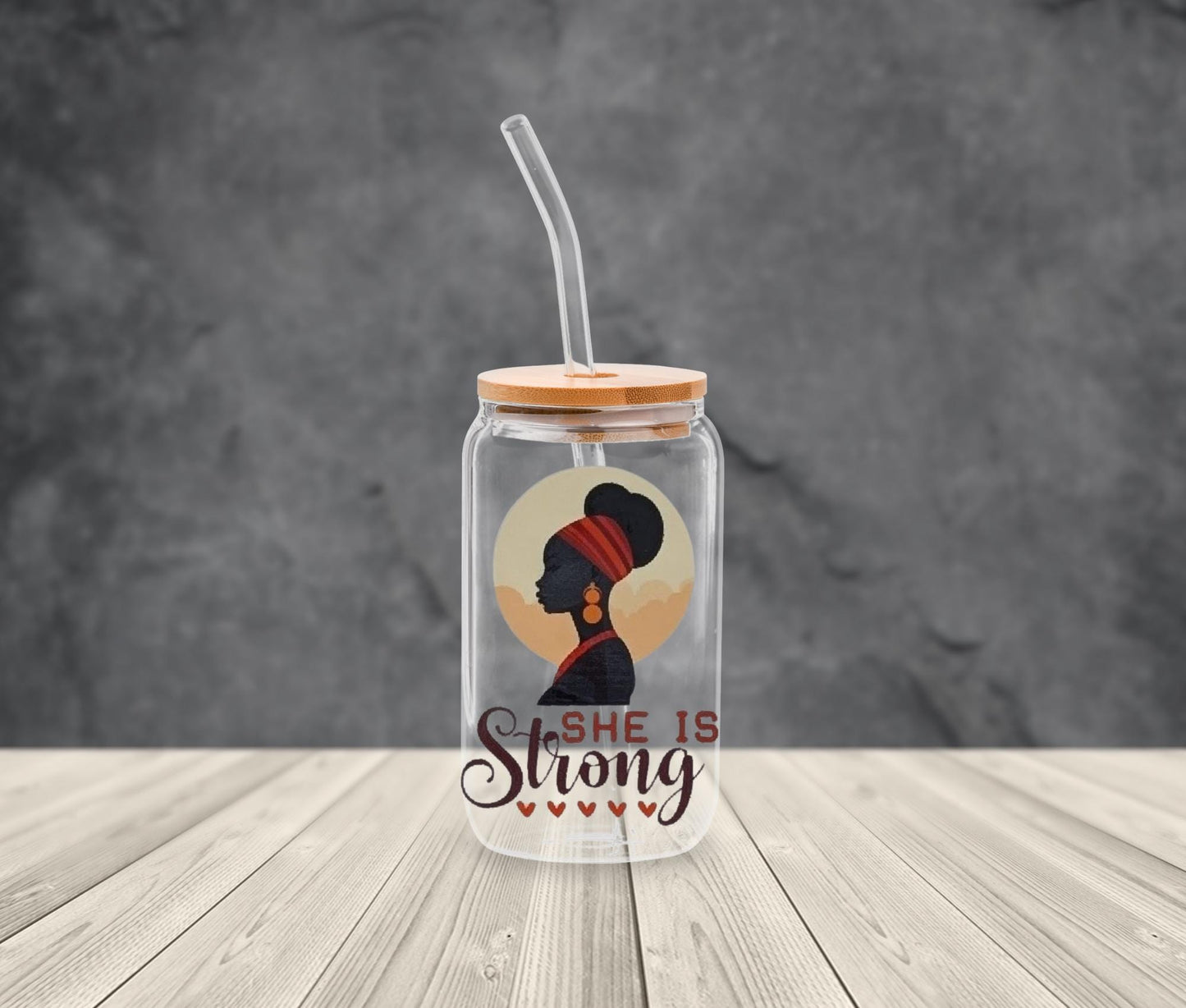 Black Girl Magic Affirmation Glass Cup: Iced Coffee Tumbler with Bamboo Lid