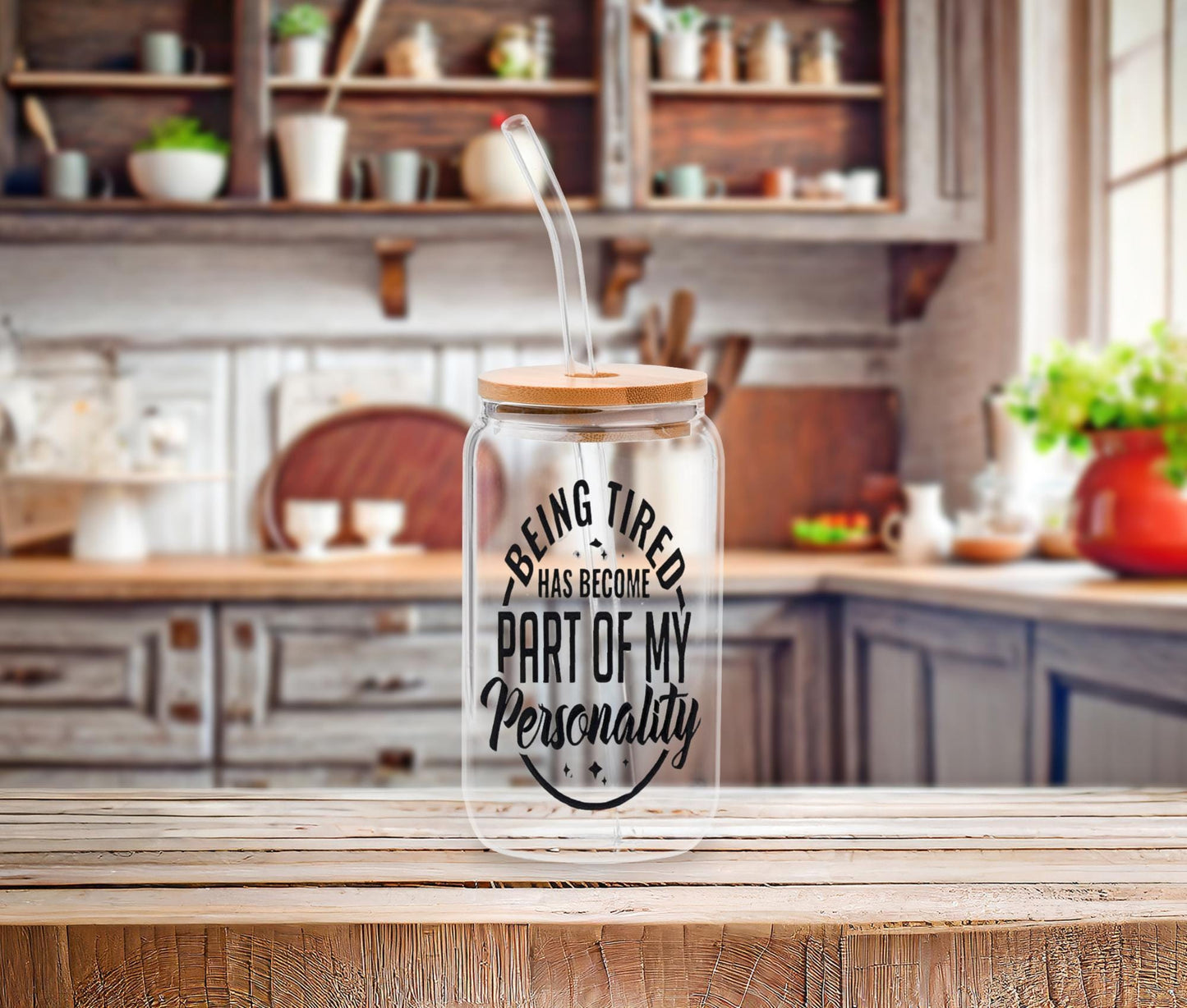 Sarcastic Quotes Glass Tumbler with Bamboo Lid & Straw