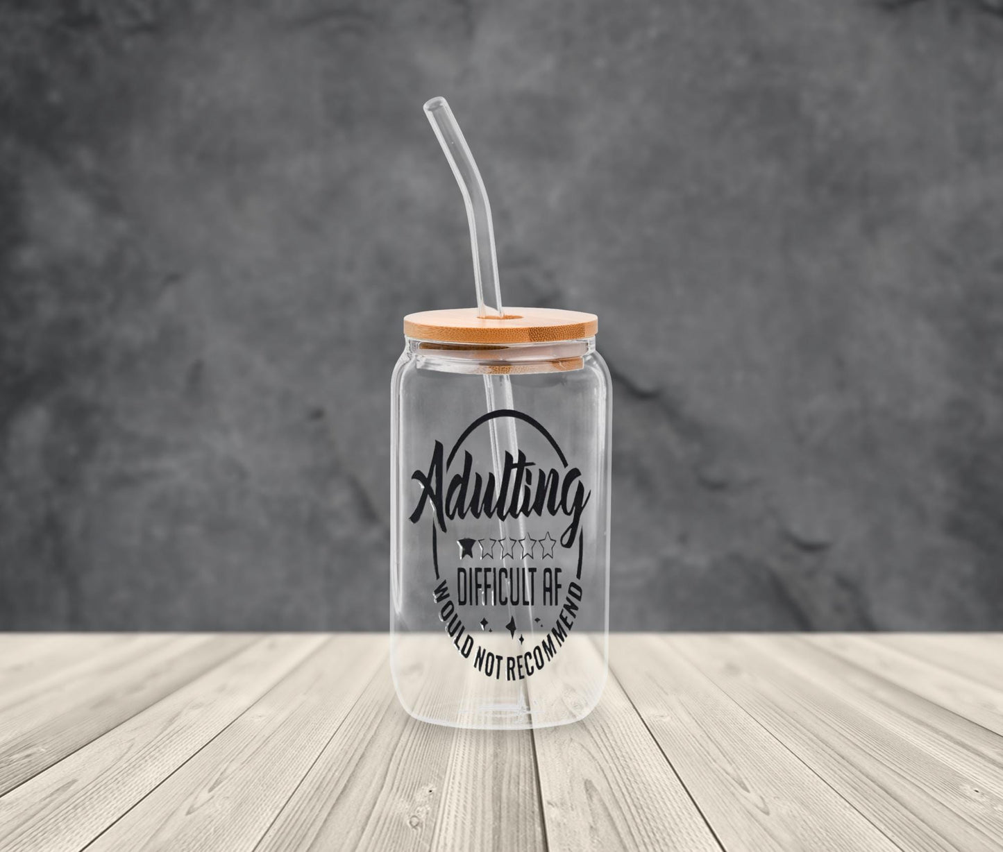 Sarcastic Quotes Glass Tumbler with Bamboo Lid & Straw