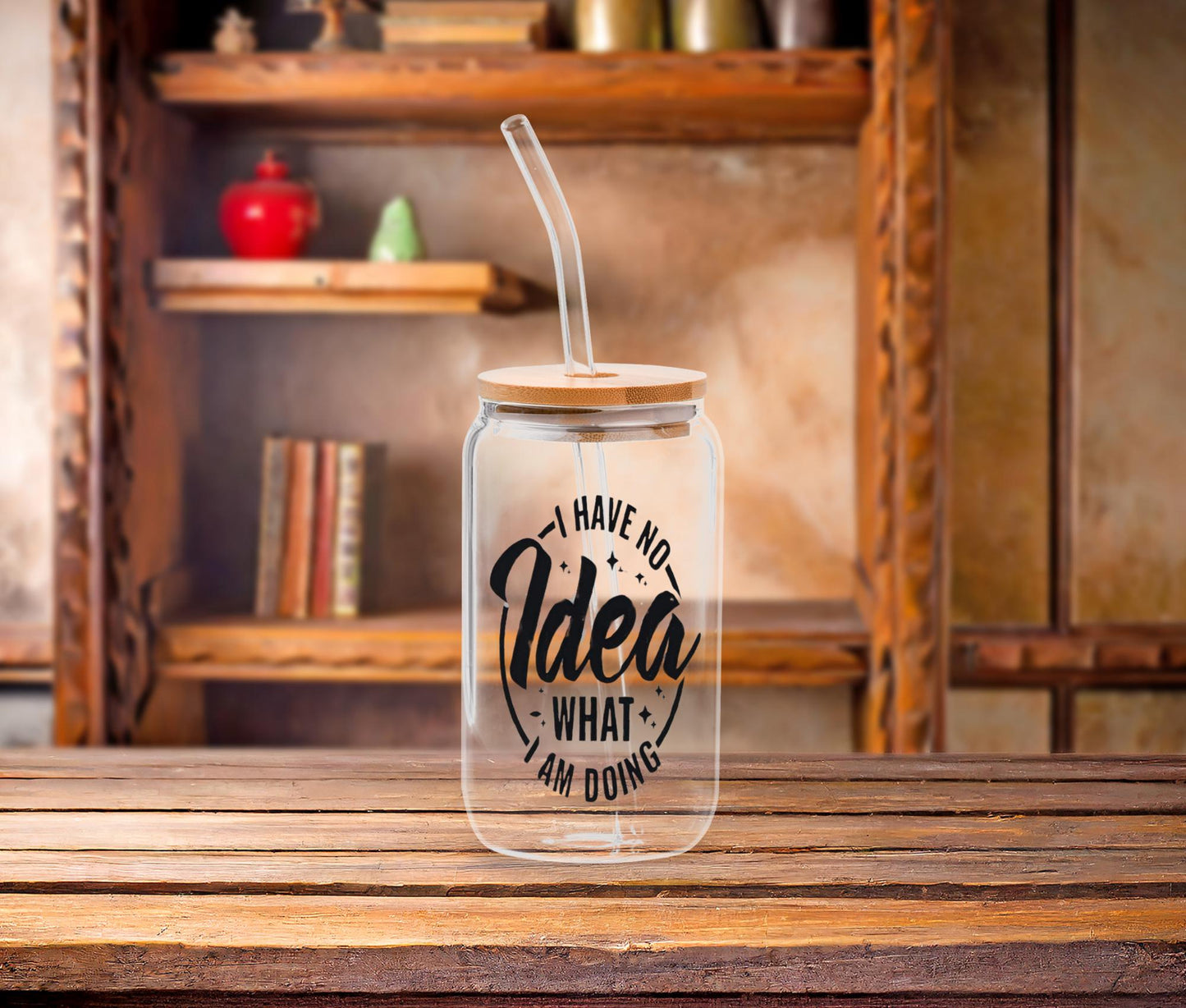 Sarcastic Quotes Glass Tumbler with Bamboo Lid & Straw