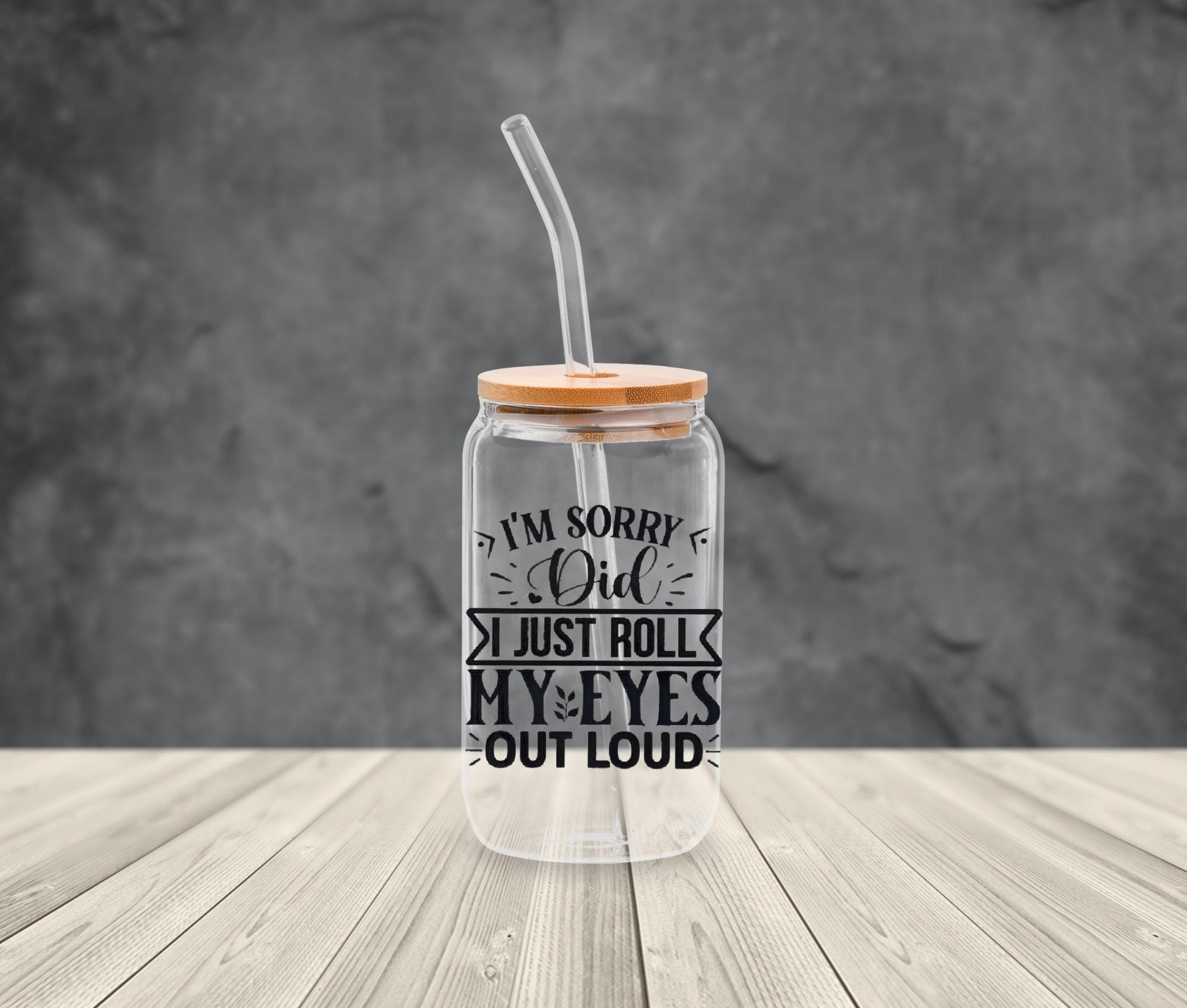 Sarcastic Iced Coffee Glass Cup: Funny Snarky Gift with Bamboo Lid & Straw