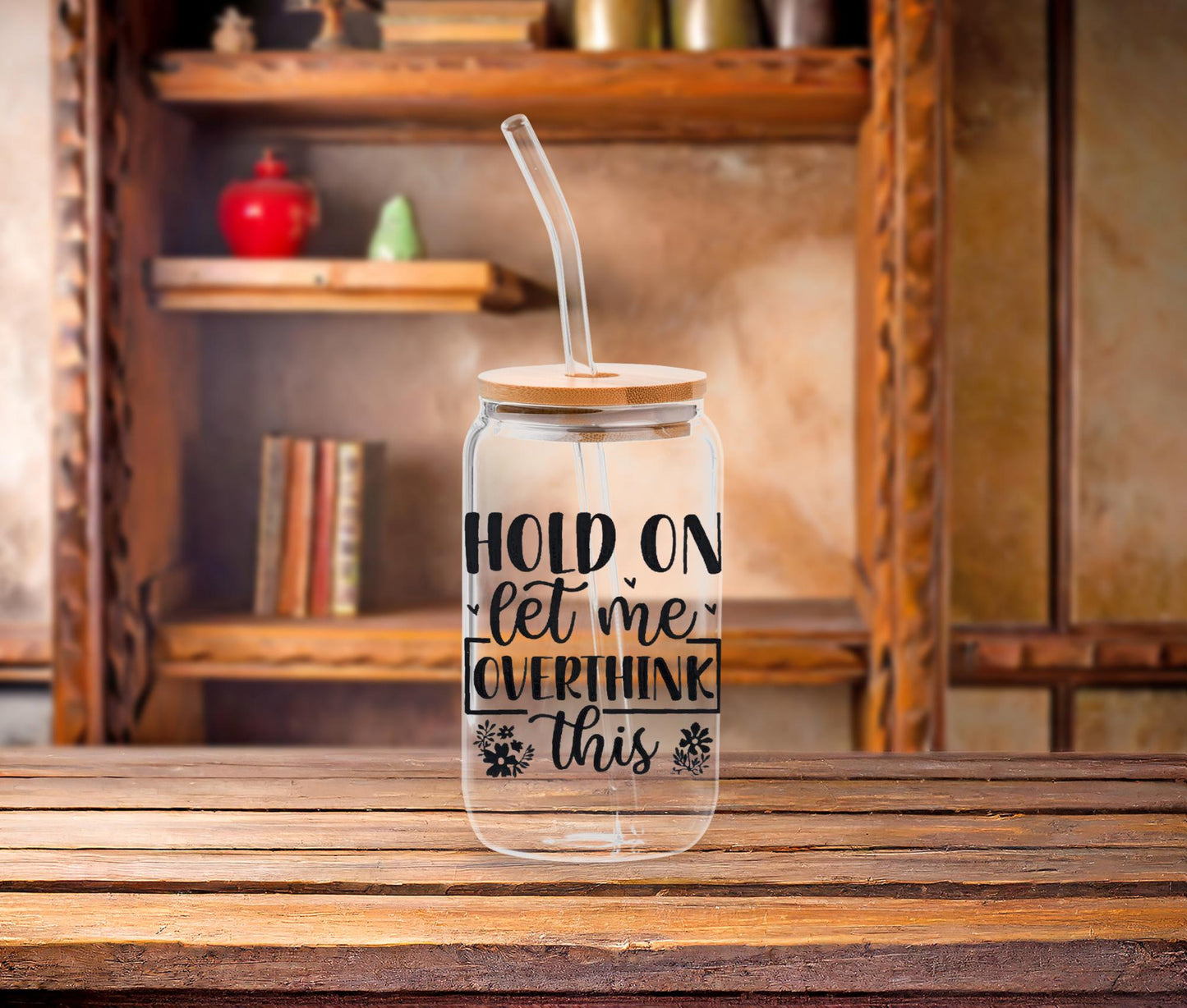 Sarcastic Iced Coffee Glass Cup: Funny Snarky Gift with Bamboo Lid & Straw