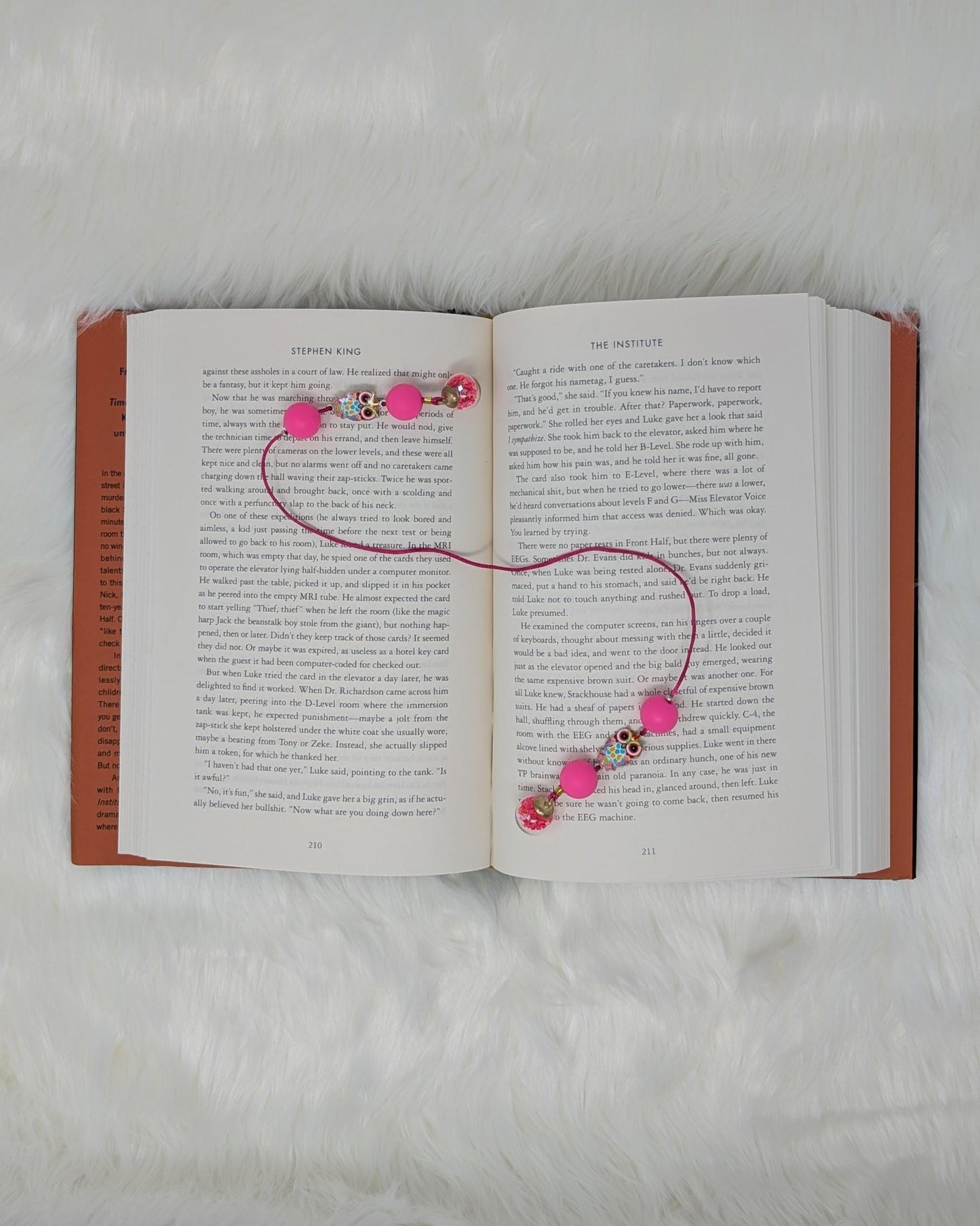 Handmade Pink Owl Bookmark: Colorful Beads & Glitter Charms