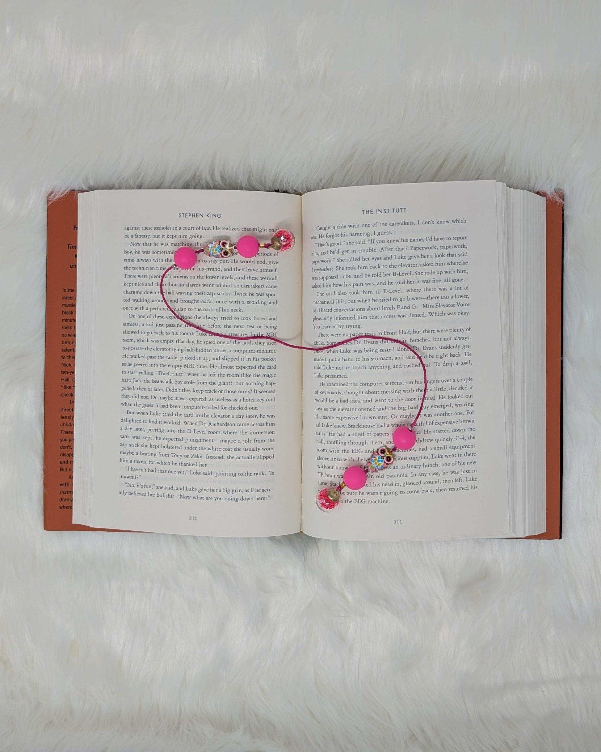 Handmade Pink Owl Bookmark: Colorful Beads & Glitter Charms