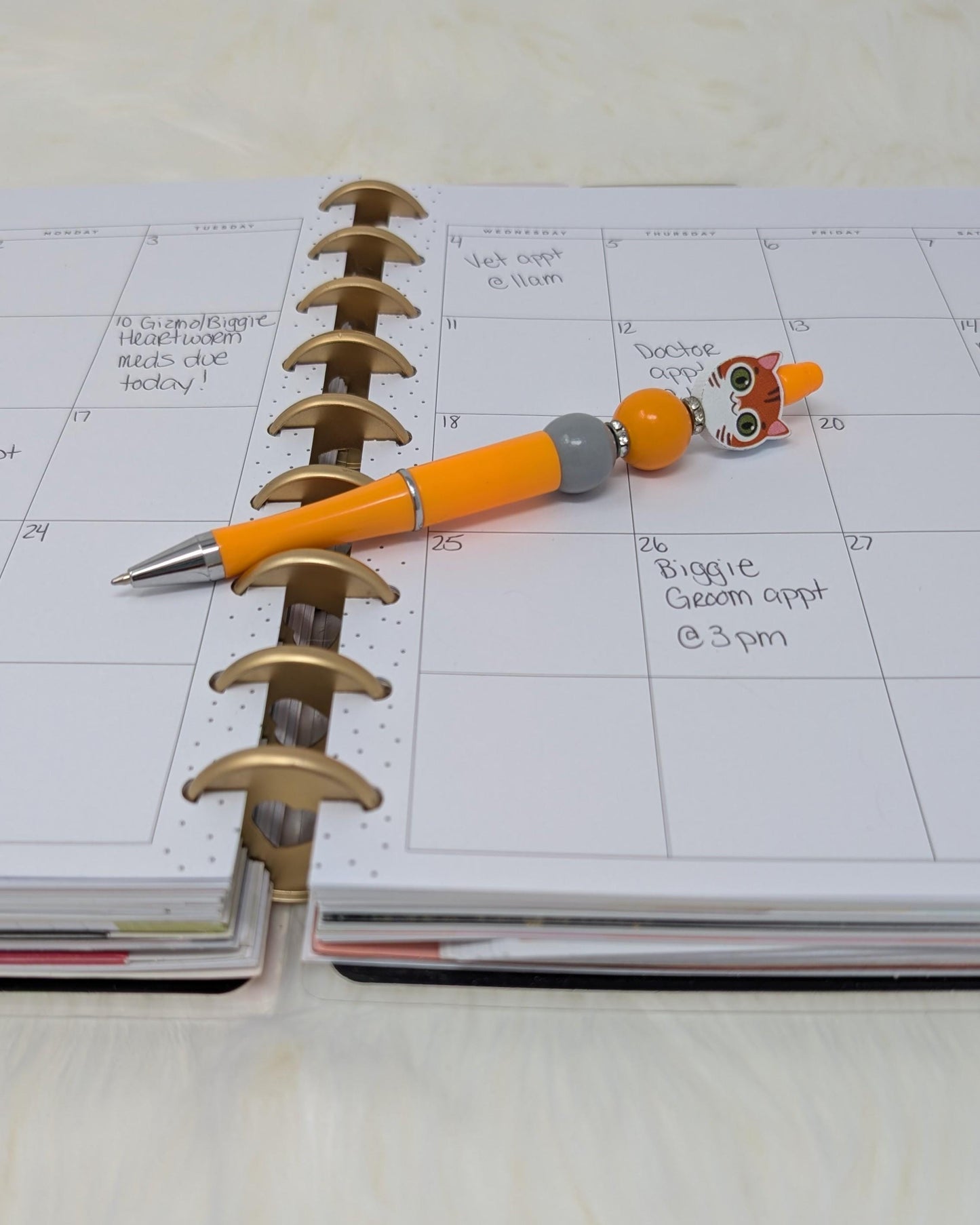 Handmade Beaded Cat Pens with Cute Kitty Toppers and Paw Print Details for Cat Lovers, Gifts for Cat Moms, Back to School Supplies