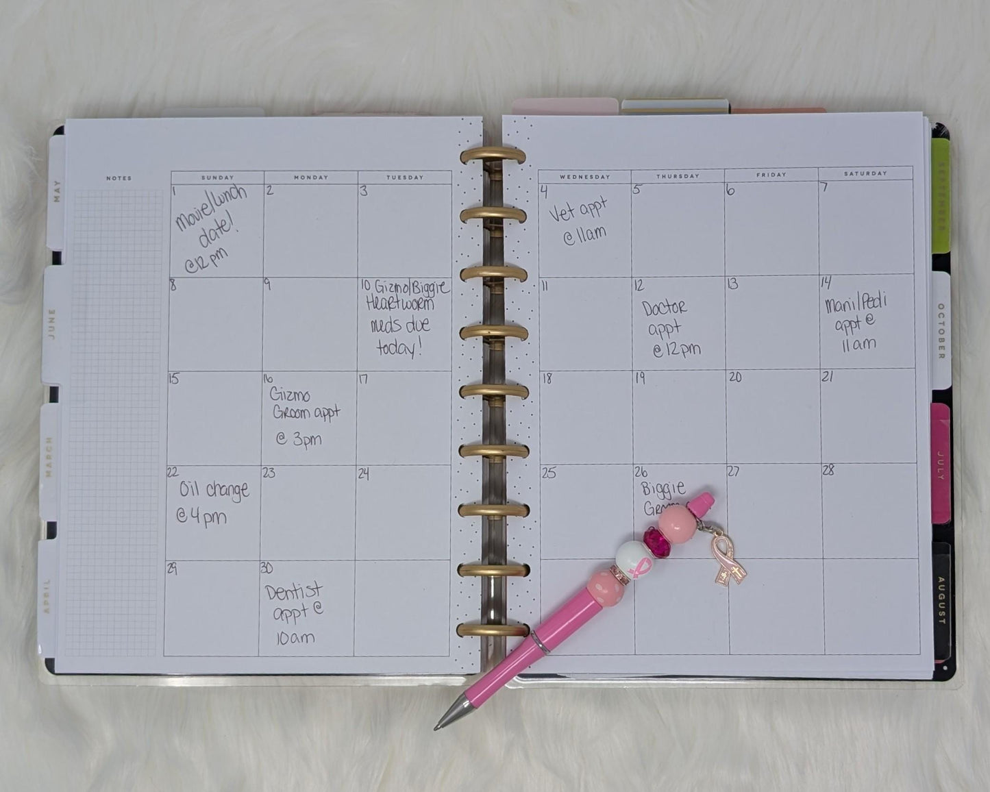 Handmade Beaded Breast Cancer Awareness Pens with Pink Ribbons Charms and Beads for Gifts, Fundraisers, and Support in October