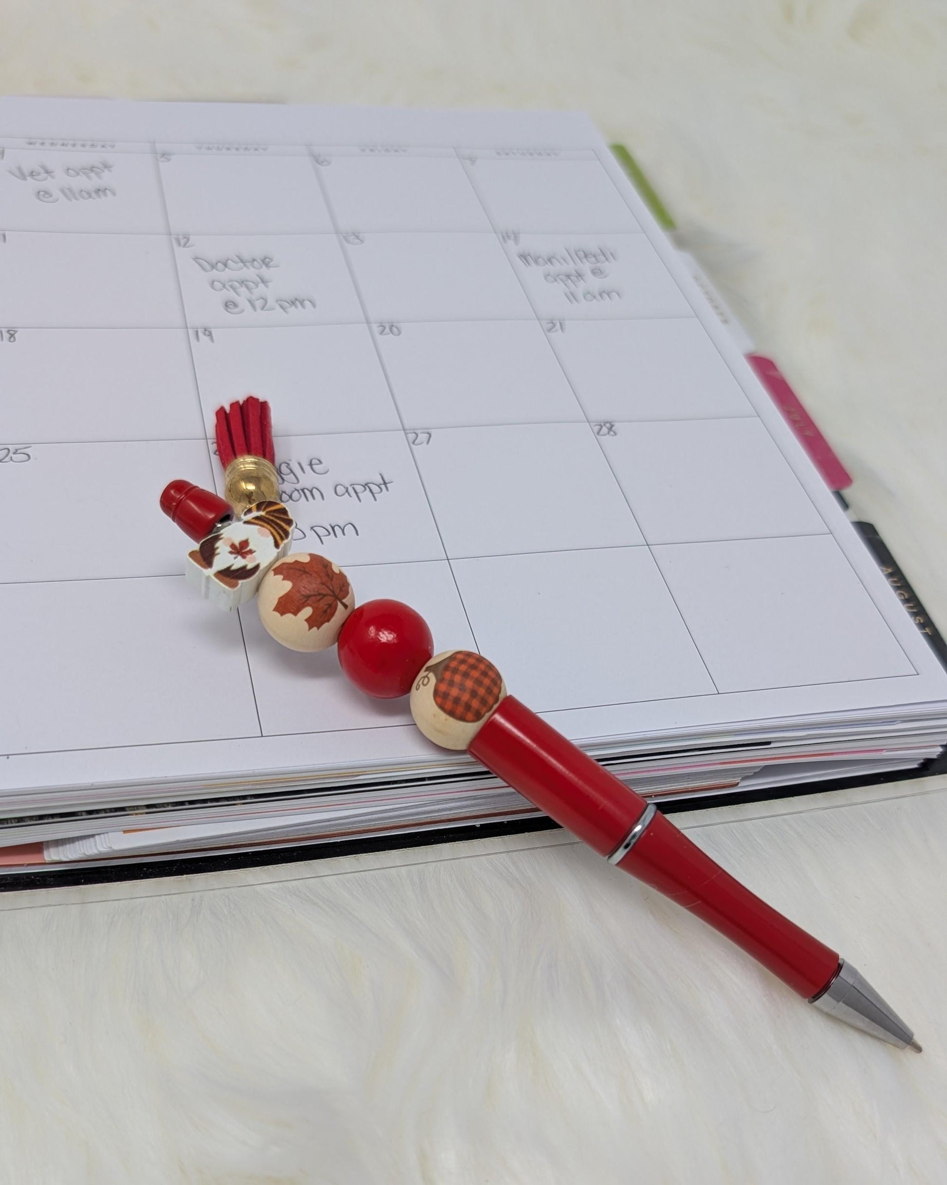 Handmade Fall Beaded Pens with Tassels and Autumn Charms – Pumpkin Spice Decor, Planner Gifts, Office or Teacher Accessories Set