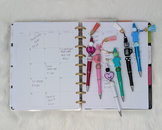 Medical Theme Beaded Pens with Charms and Tassels - Nurse Gift